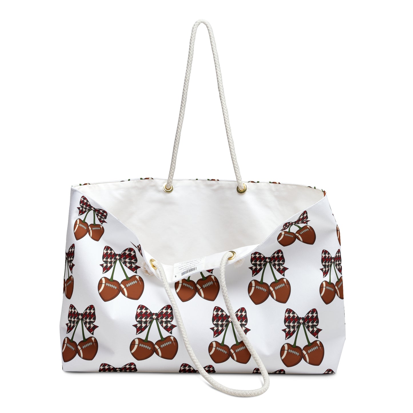 Crimson Cutie Weekender – Houndstooth Football Cherry Bag