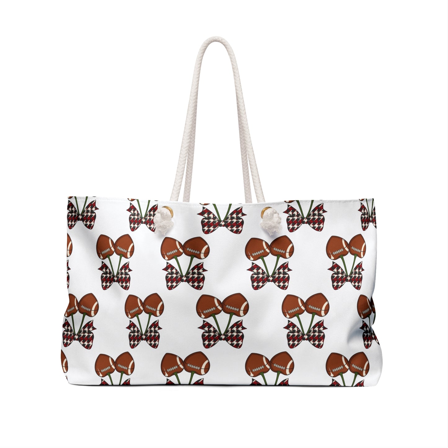 Crimson Cutie Weekender – Houndstooth Football Cherry Bag