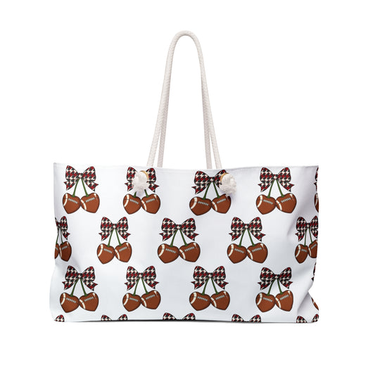 Crimson Cutie Weekender – Houndstooth Football Cherry Bag