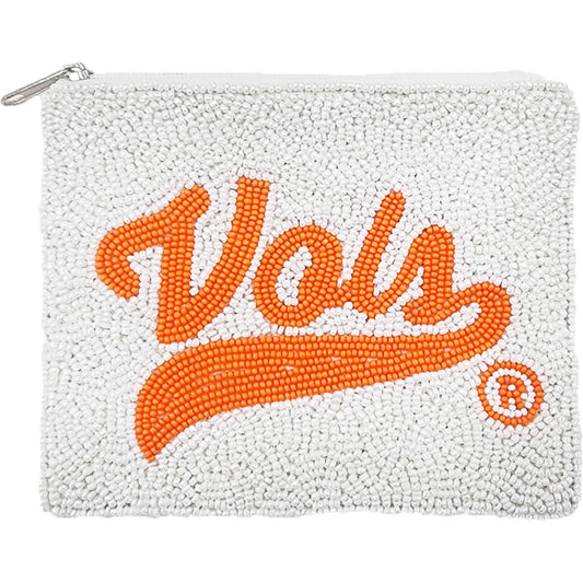 Go Vols Script Beaded Pouch