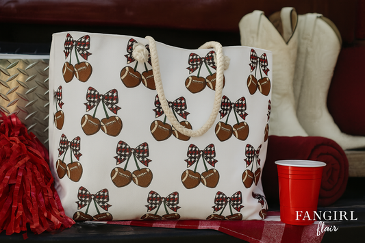 Crimson Cutie Weekender – Houndstooth Football Cherry Bag