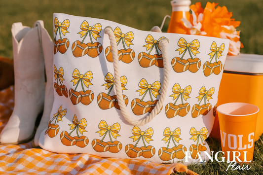 🧡 Tennessee Gingham Bow Weekender Tote