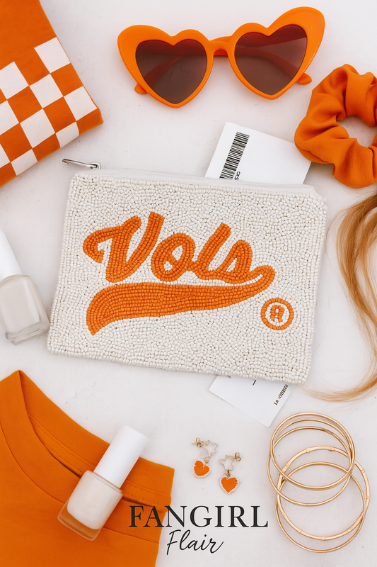 Go Vols Script Beaded Pouch