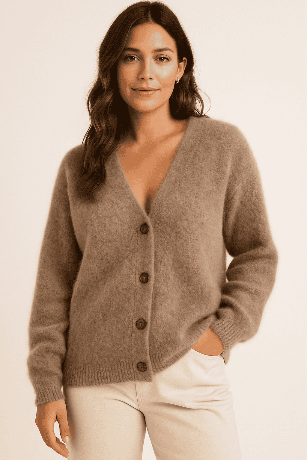 Cloudsoft Fuzzy Button Cardigan