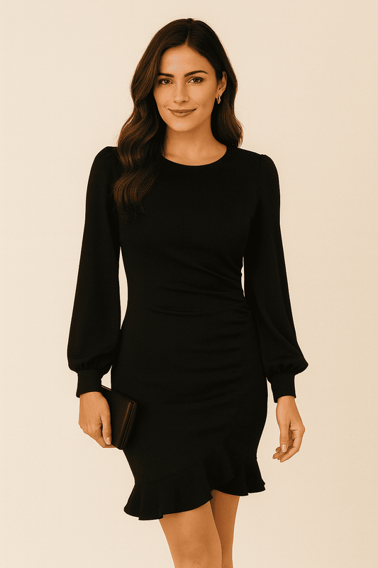 Holiday Muse Black Ruffle Dress