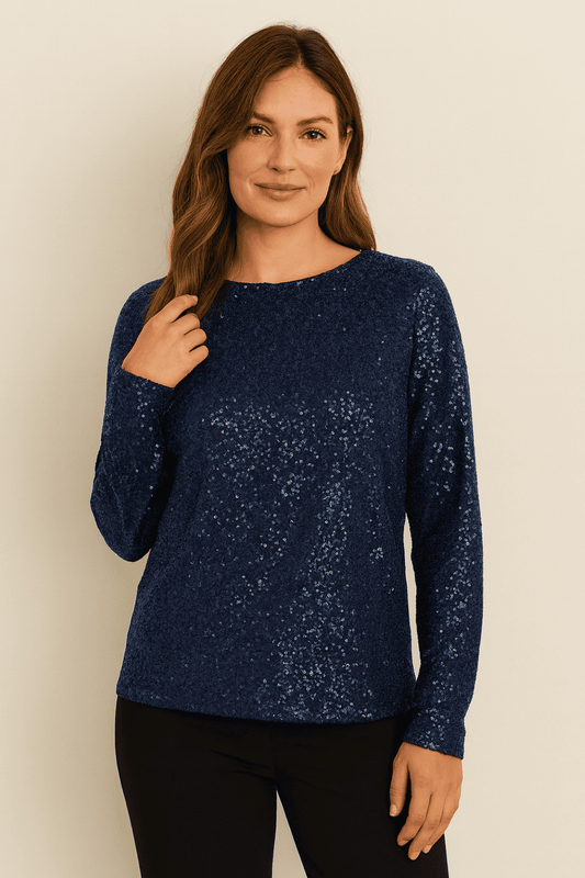 Moonlit Sapphire Sequin Top