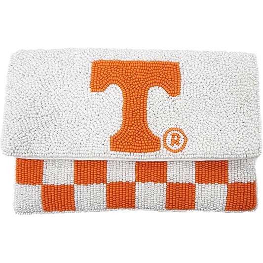 Checkerboard Chic Beaded Clutch